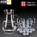 三维工匠白酒杯家用玻璃酒具酒壶分酒器套装酒盅一口杯清酒杯高脚小酒杯子 飞雪杯10ml（6只装）+250ml分酒器