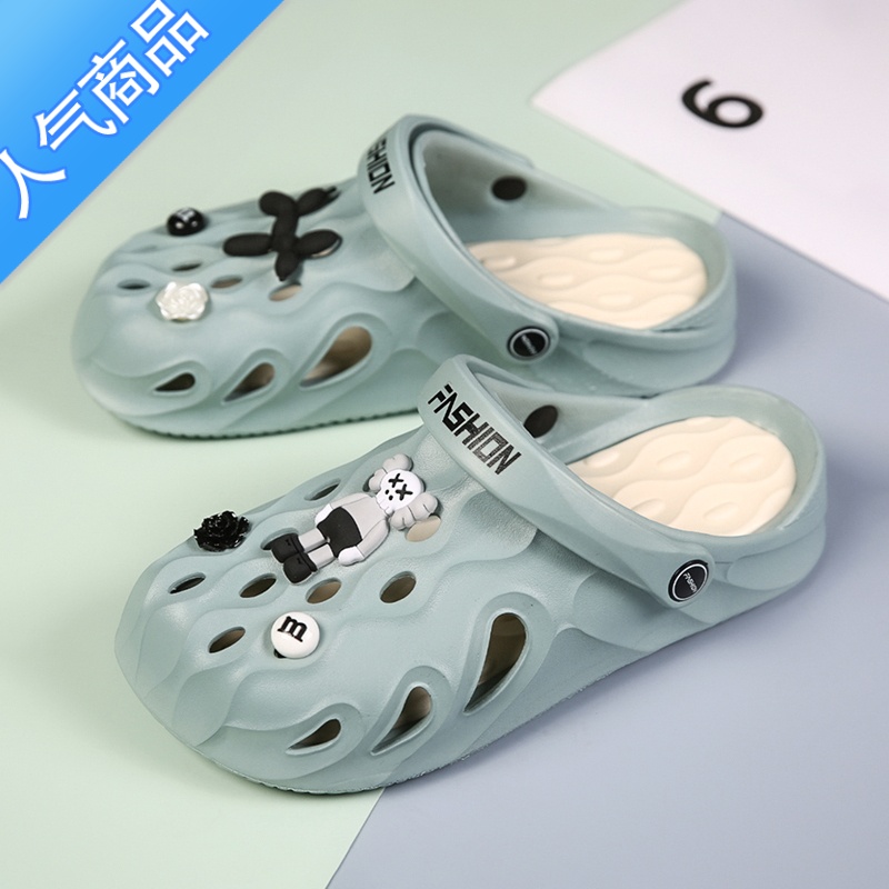 SUNTEK洞洞鞋女凉鞋新款医护室护士拖鞋包头凉拖防滑软底男士沙滩鞋高清大图