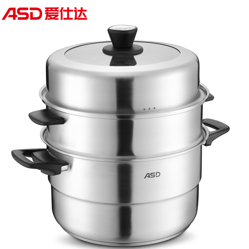 爱仕达(ASD)蒸锅304不锈钢 28CM三层加厚复底蒸锅QN1528磁炉通用高清大图