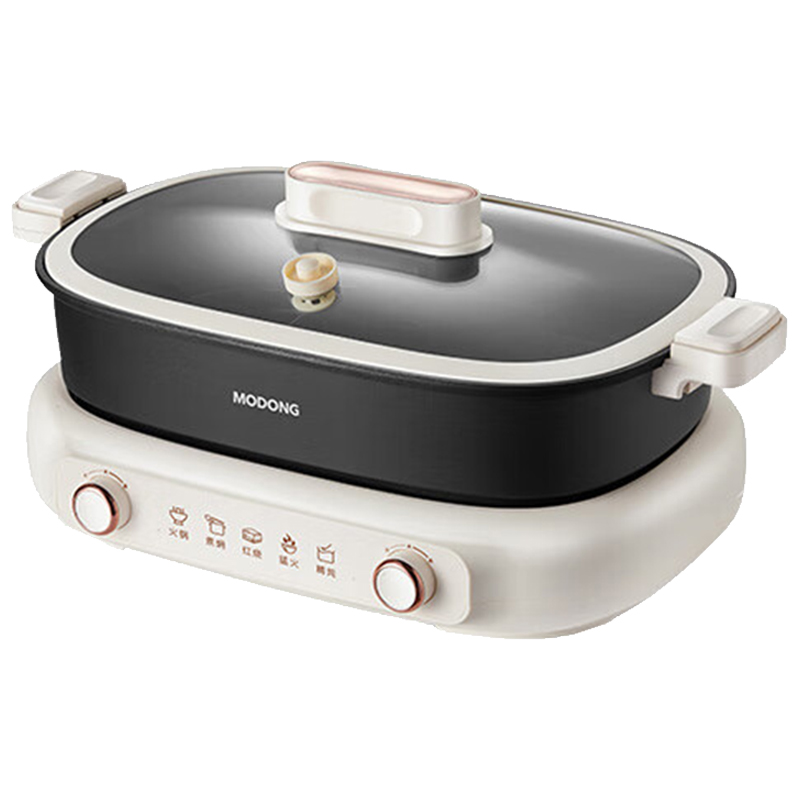 摩动鸳鸯锅7L铝压铸分体式双旋钮两格微压鸳鸯锅MD-FT01Y