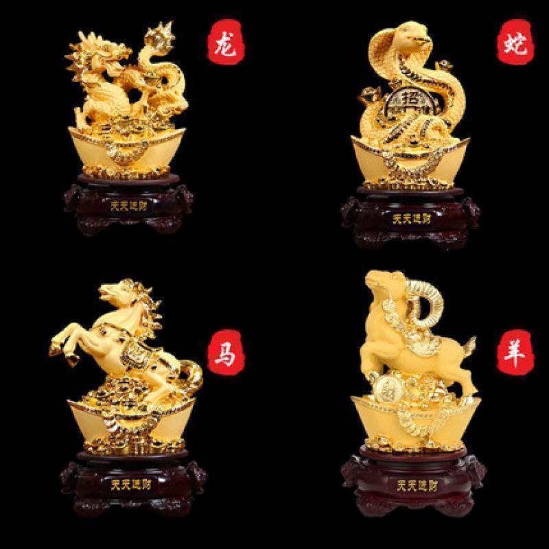 十二生肖摆件树脂工艺品属鼠牛虎兔龙蛇马羊猴鸡狗猪风水礼品_427_634_282