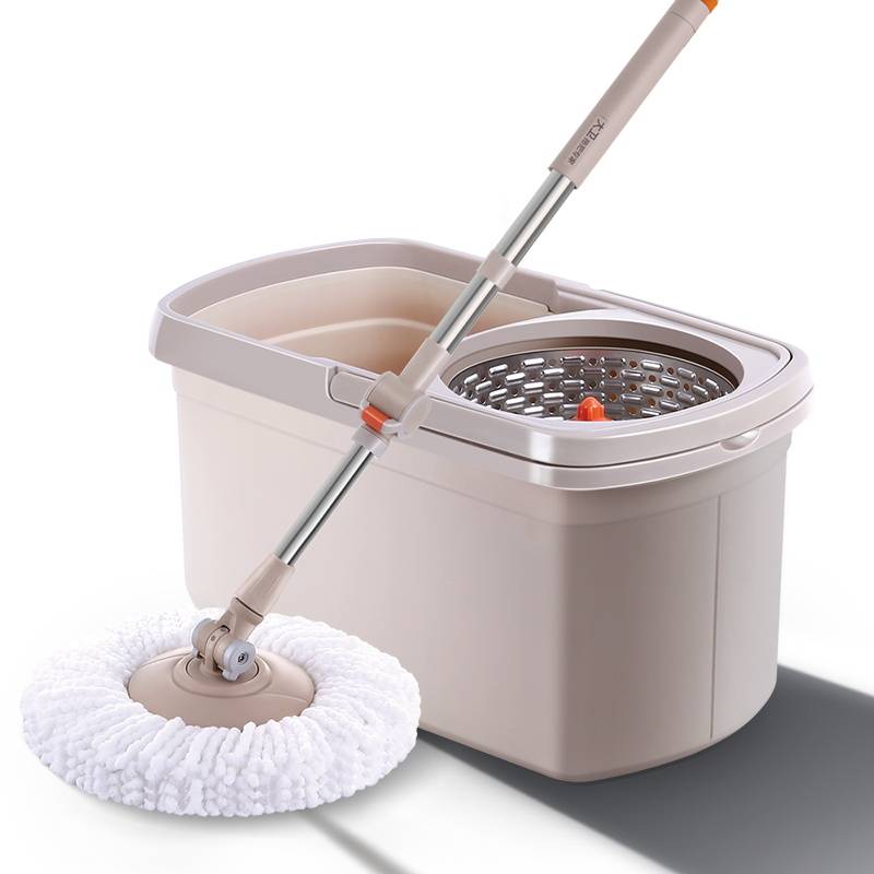 (大卫)双驱动免手洗可伸缩旋转拖把D6(米咖色)(jz-6008)严选高清大图