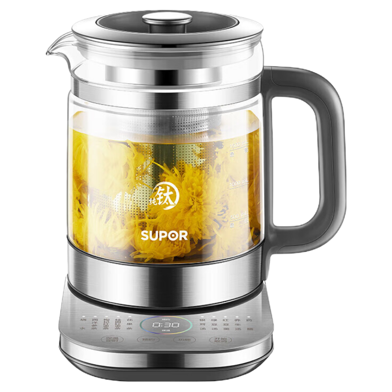 苏泊尔(SUPOR)养生壶 1.5L大容量加厚玻璃多功能煮水壶 电煮茶壶 电热水壶 烧开水壶SW-15Y26