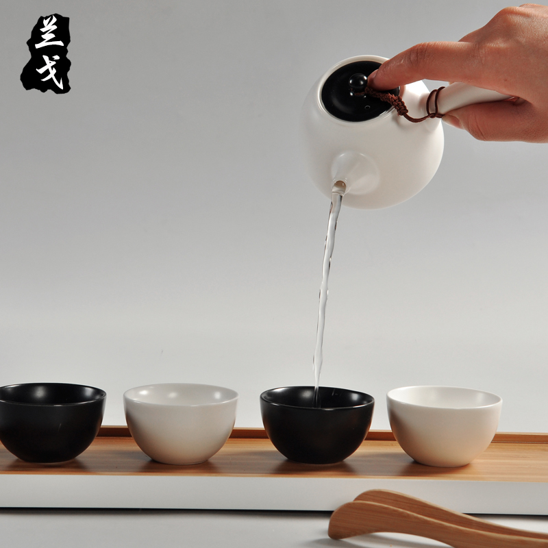 美帮汇套装家用陶瓷茶杯茶道配件便携包功夫茶壶快客杯