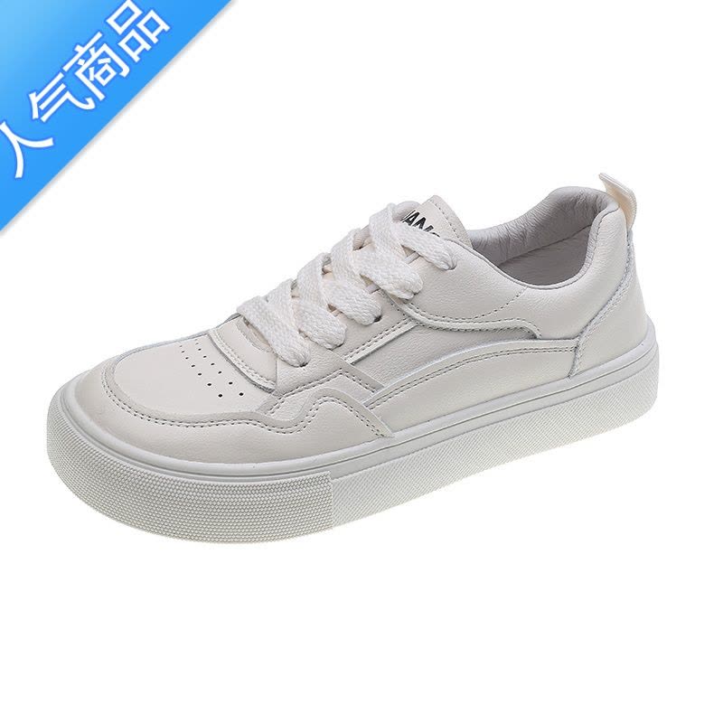 SUNTEK芒果头小白鞋女2023春秋新款宽头平底温柔风圆头老爹运动休闲板鞋图片