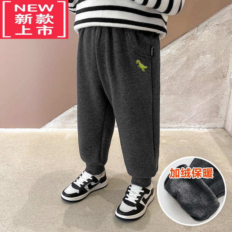 可莉允板牙男童加绒运动裤子冬装秋冬款婴儿童装宝宝小童保暖卫裤潮冬季保暖裤