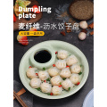 小麦秸秆饺子盘带醋碟家用水饺盘子圆形水果盘双层沥水盘餐具碟子_781