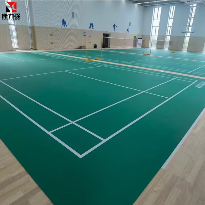 康力强羽毛球场地胶室内场馆防滑地垫PVC运动地板一组108平方可收卷高清大图