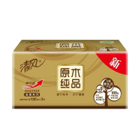 清风原木纯品金装3层抽取式面巾纸130抽*6包