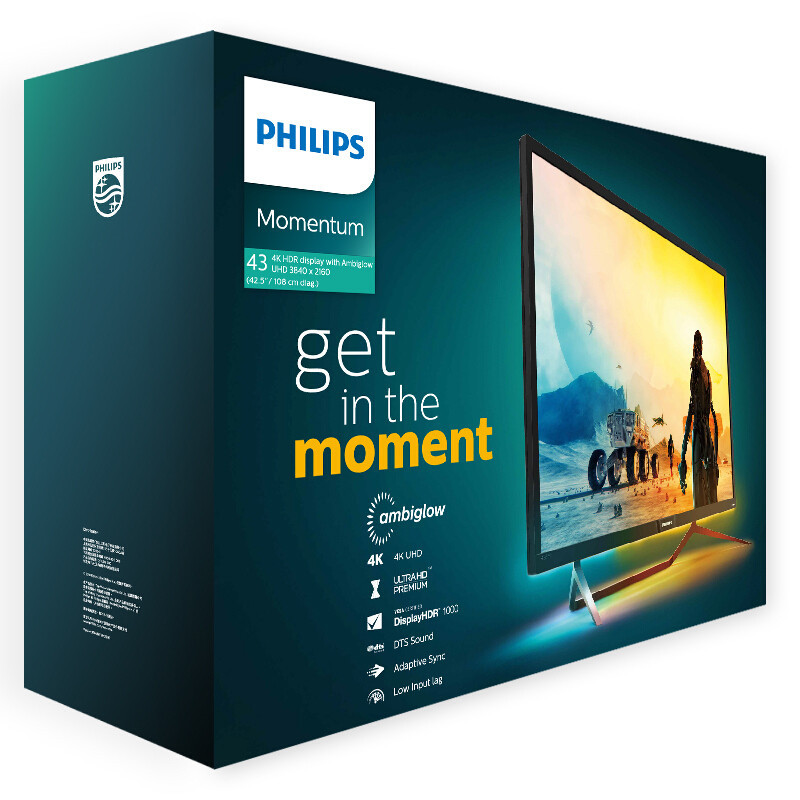 飞利浦(PHILIPS) 43英寸黑色 4K UHD DisplayHDR 1000标准 Tpye-c接口 QD量子点 吃鸡显示器电脑显示屏 436M6VBPAB