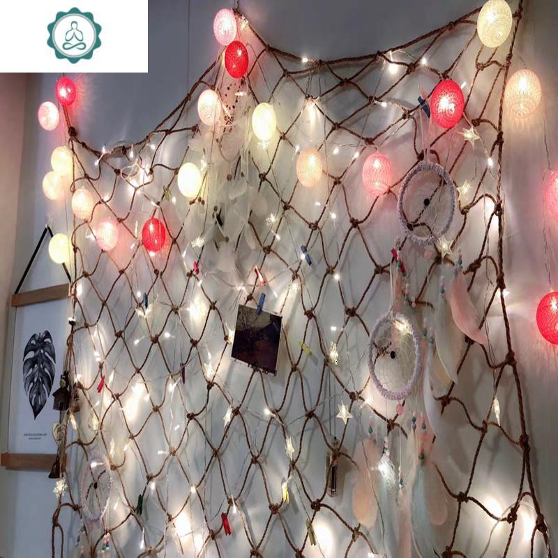 麻绳网格渔网装饰ins照片墙麻绳地中海渔网格幼儿园照片网背景墙 封后