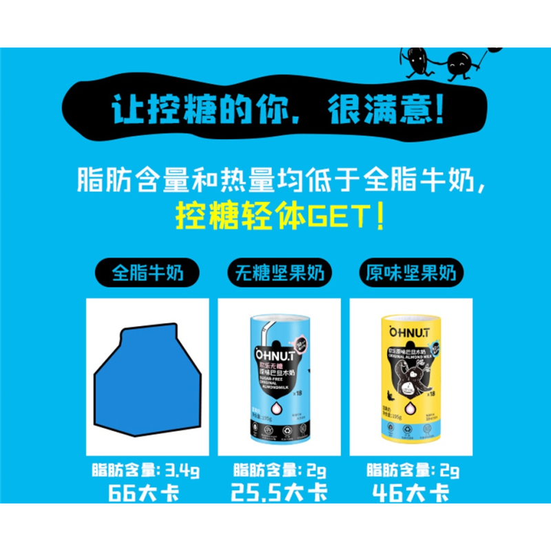 欧乐(OHNUT)无糖原味195ml*6坚果奶巴旦木植物蛋白饮料杏仁露燕麦早餐健身素食