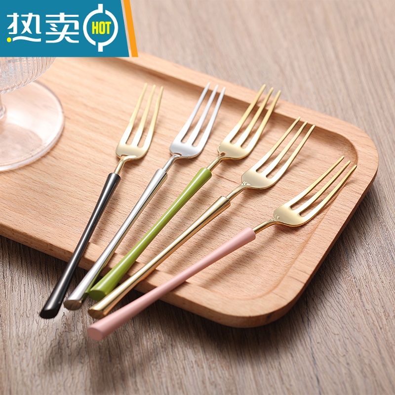 敬平小蛮腰水果叉! 304不锈钢点心叉 拍照好看 聚餐吃蛋糕的叉子 香槟金咖啡勺牙签高清大图