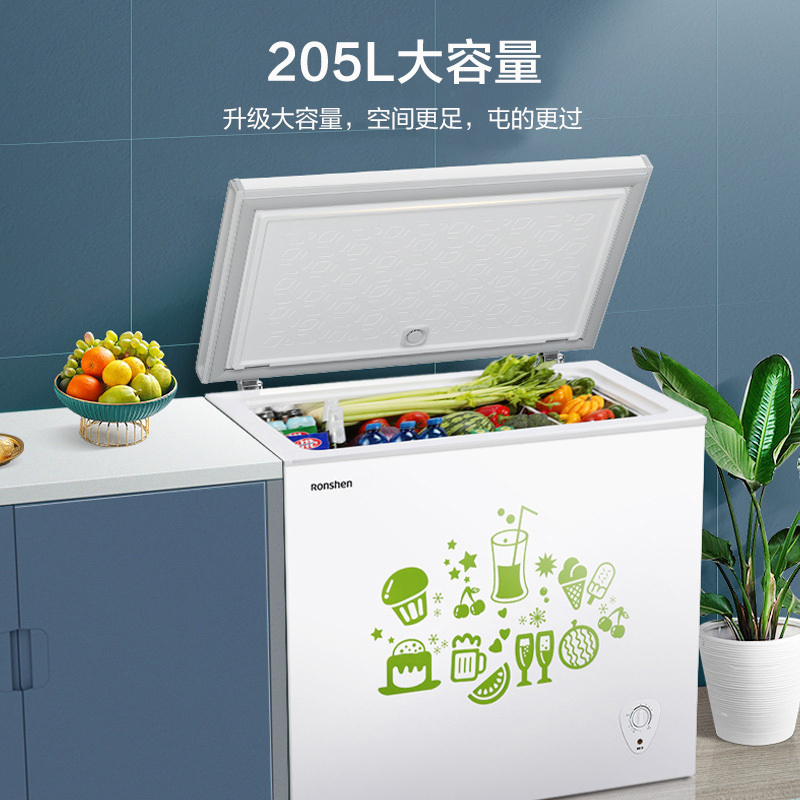 容声(Ronshen)205升 顶开门冰柜 节能低霜 单温冰箱 家用商用卧式冷柜一级能效 国补 BD/BC-205MB