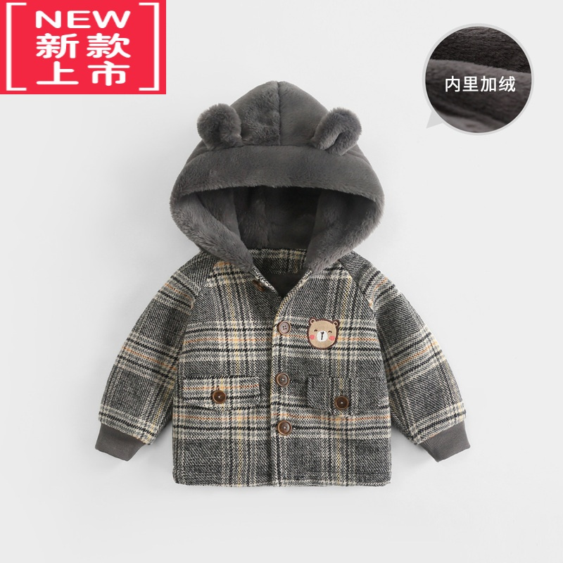 可莉允宝宝加绒外套厚儿童秋冬棉服男童女童呢子大衣婴儿冬装衣服