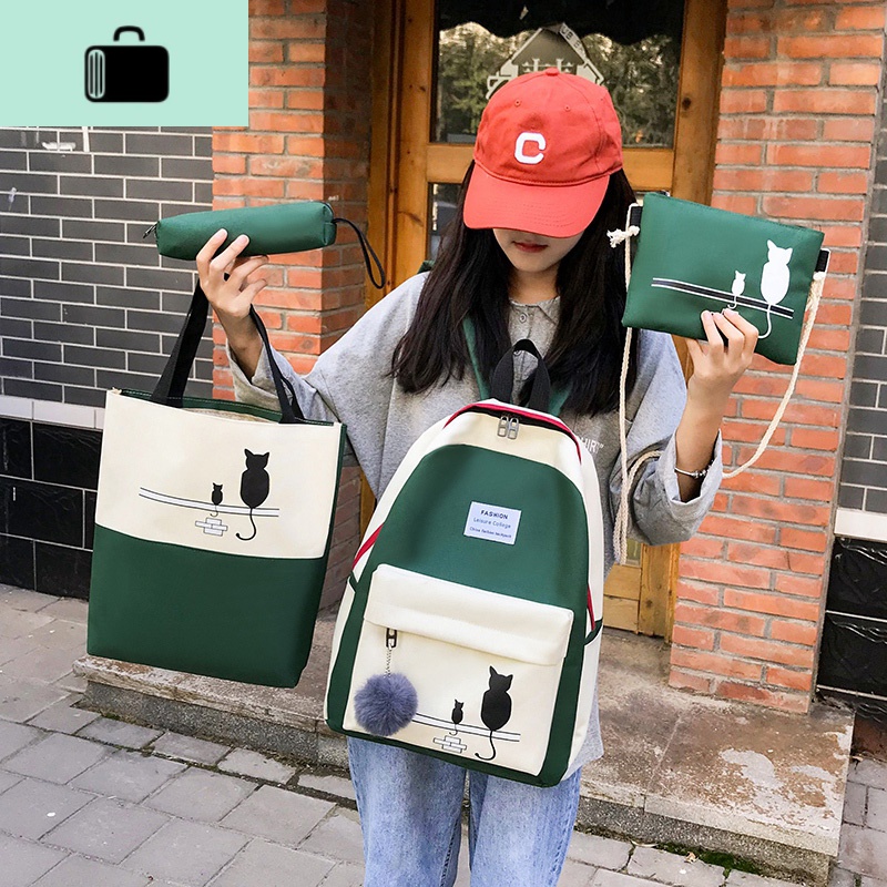 古着感少女书包女韩版校园初中高中学生森系百搭双肩包2020新款潮NEW LAKE高清大图
