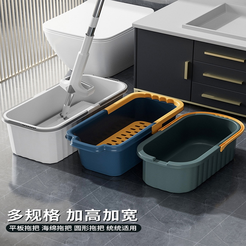 法耐(FANAI)洗拖把桶长方形可折叠平板拖布桶单桶拖地水桶塑料方桶家用墩布桶_大号蓝带滑轮地板清洁液清香型