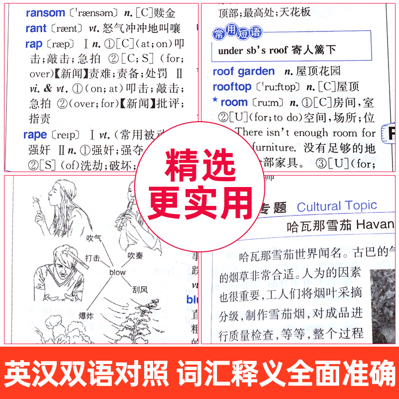 新英汉词典 [正版]2024新编小学生多功能英汉词典初中高中小学生英语词典实用汉译英双解互译多全功能工具书英语字典英文单高清大图