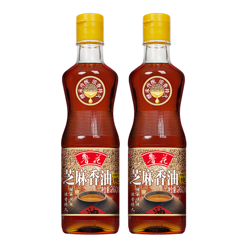 鲁花芝麻香油260ML*2 拌调味烹饪火锅香油 拌面调料 压榨芝麻油高清大图