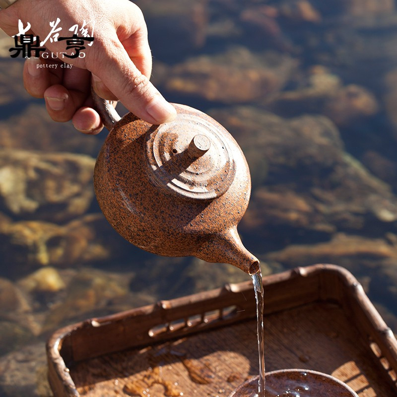 鼎亨原矿粗陶功夫壶老岩泥泡茶壶纯手工柴烧台湾带把手过滤