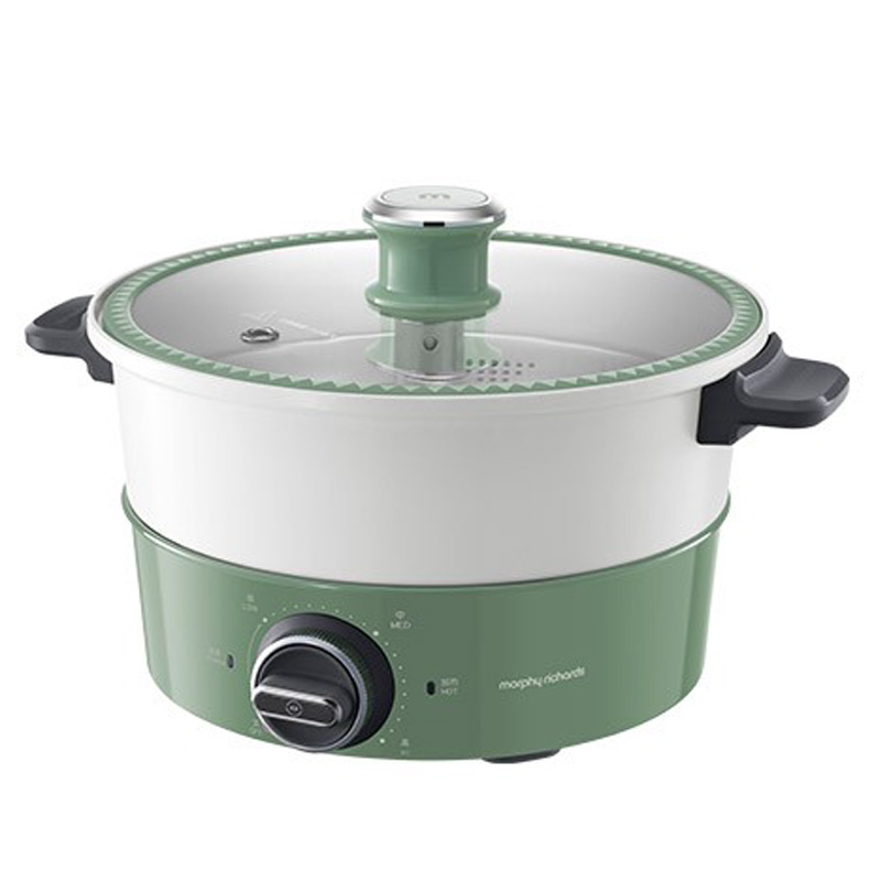 摩飞电火锅4L多功能料理锅鸳鸯锅电热锅薄荷绿MR9090