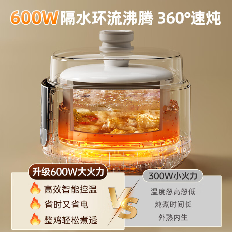 小熊(Bear)电炖盅 炖汤盅电炖锅隔水炖燕窝炖盅煲汤炖汤一体电锅3-4人用炖蒸煮一体4.1L DDZ-J25H5高清大图