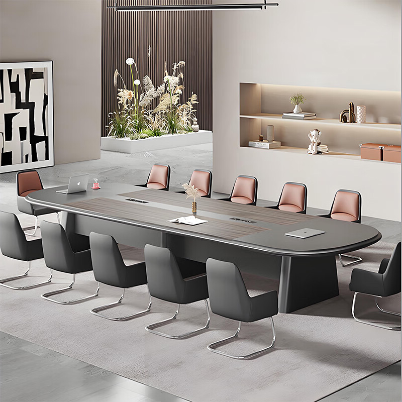 烤漆会议桌长桌椅组合简约现代椭圆形洽谈长方形高清大图