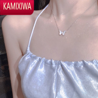 KAMIXIWA白贝母蝴蝶项链女2022年新款潮轻奢小众银锁骨链高级设计感首饰