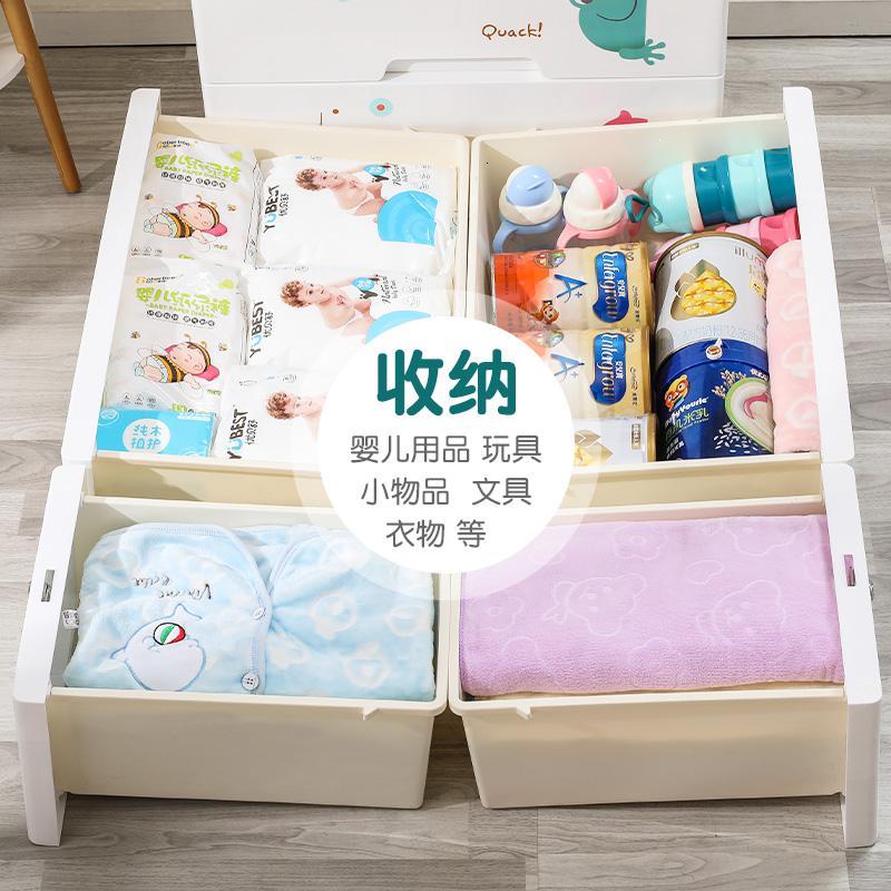 特大号闪电客加厚婴儿童衣柜塑料抽屉式收纳柜子宝宝整理玩具多层储物盒 卡通狗[58面宽]加高加厚 4层