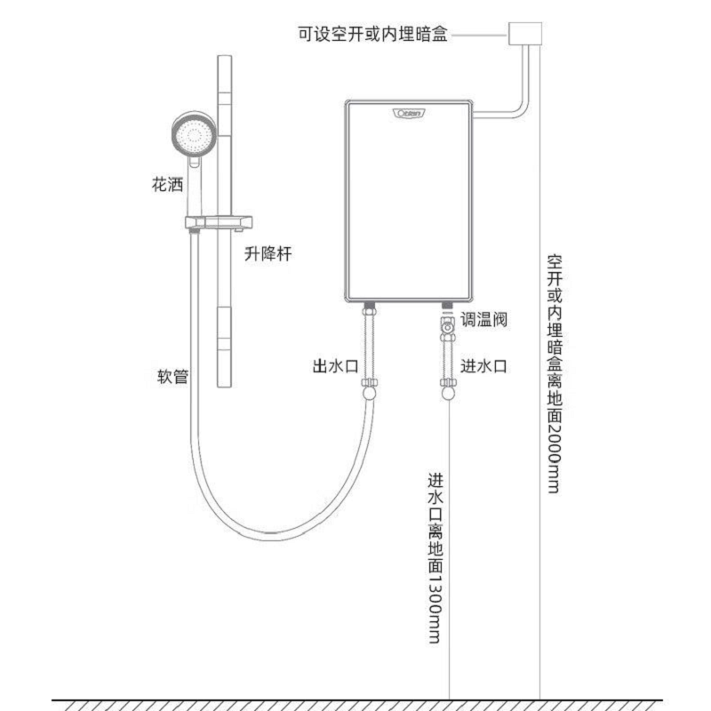 奥特朗(Otlan)F16B-Z85A 即热式电热水器小型变频恒温淋浴洗澡过水快速热卫生间免储水智能家电 蓝牙音乐通话高清大图