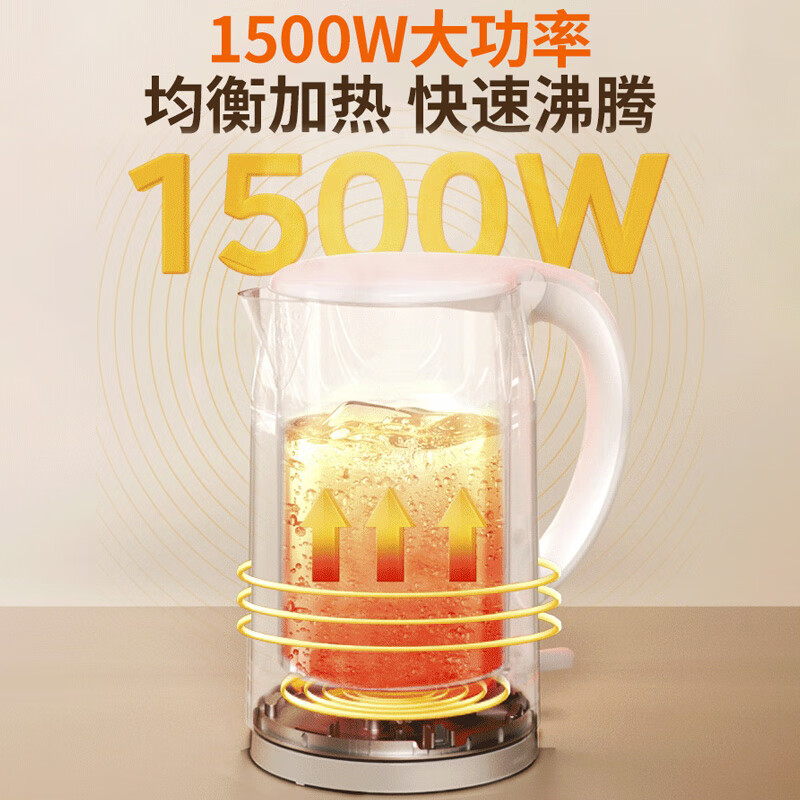 九阳(Joyoung)电水壶家用304不锈钢内胆双层壶体防烫优质温控开水煲烧水 1.5L [白色]K15FD-W611高清大图