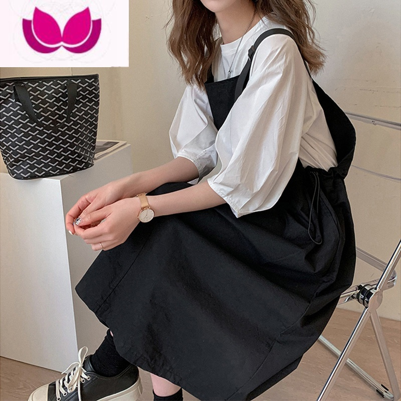 七斓2023新款夏季背带连衣裙子女盐系轻熟高级感套装梨型身材穿搭