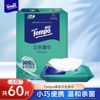 得宝卫生湿巾5包×12片(单片装)