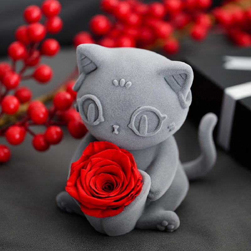 大英博物馆 巴斯特萌猫玫瑰永生花氛围灯摆件高清大图