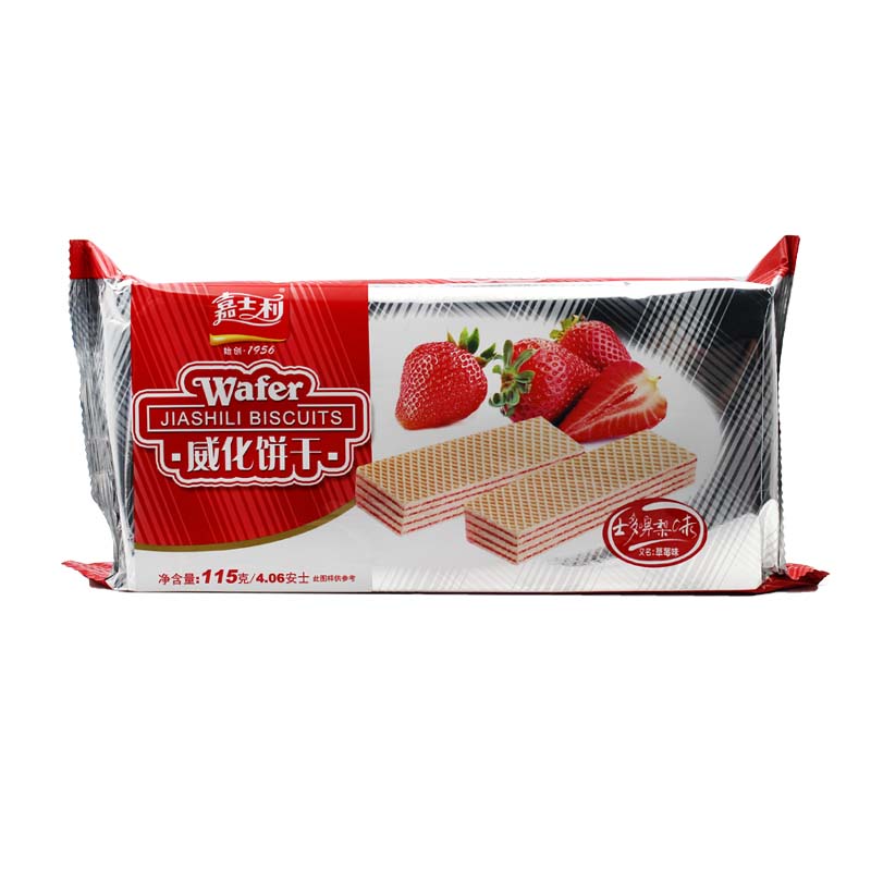 嘉士利威化饼干115g包椰汁草莓味下午茶点心办公休闲零食品小吃参数
