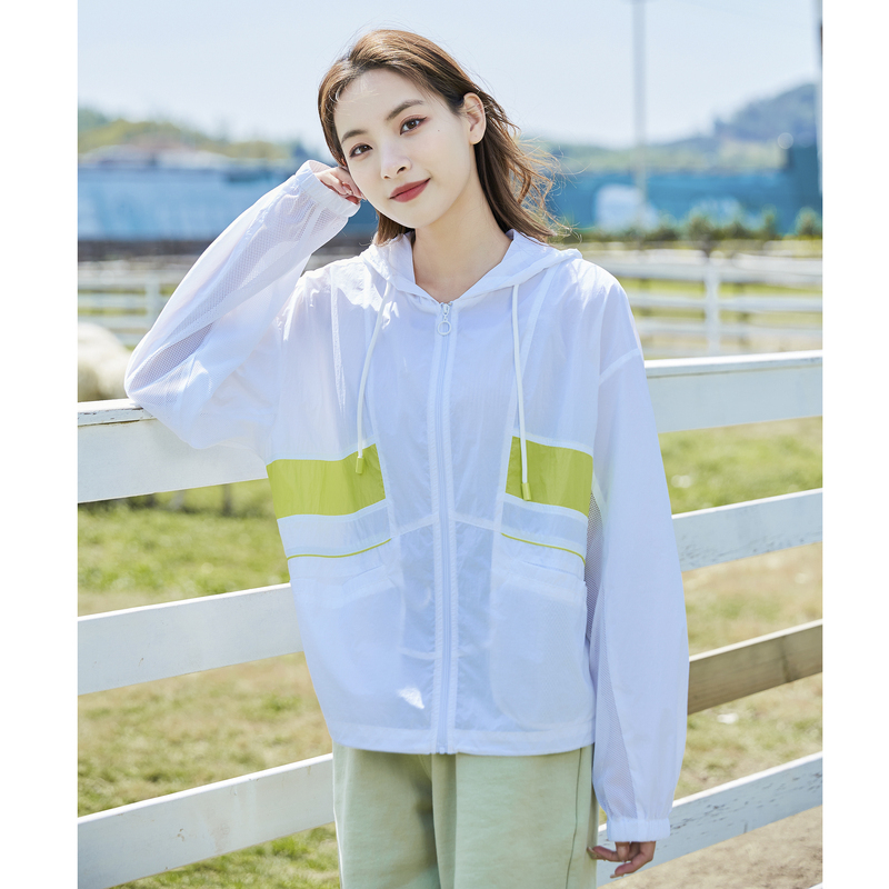 唐狮夏季新款衣女短款连帽薄款外套拼接in潮宽松上衣