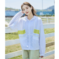 唐狮夏季新款衣女短款连帽薄款外套拼接in潮宽松上衣