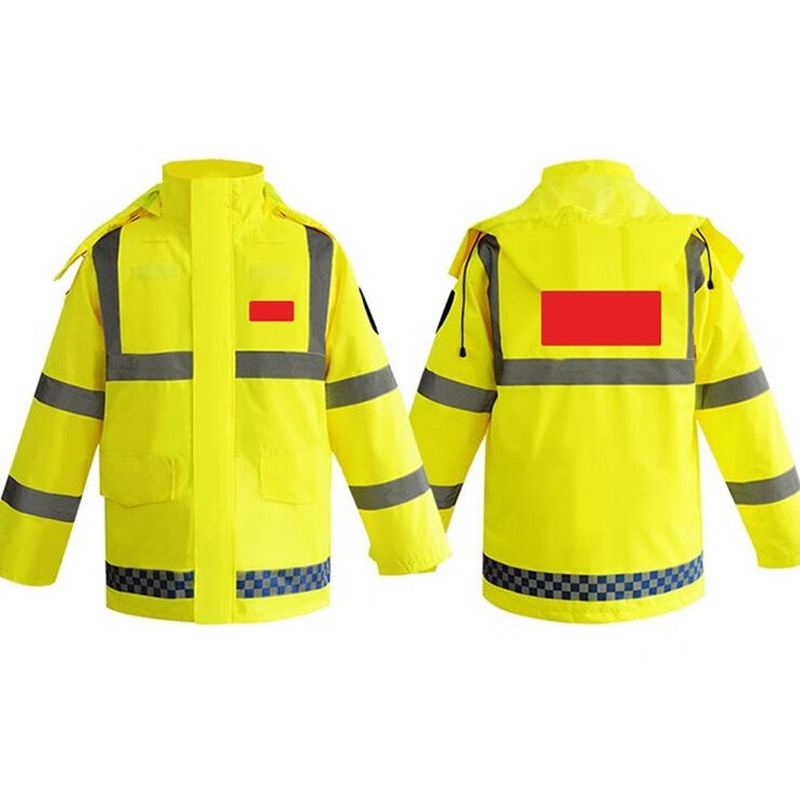 汇特益 冬季反光棉服交通执勤反光安全服防寒服雨衣加棉加厚雨衣 荧光黄 180