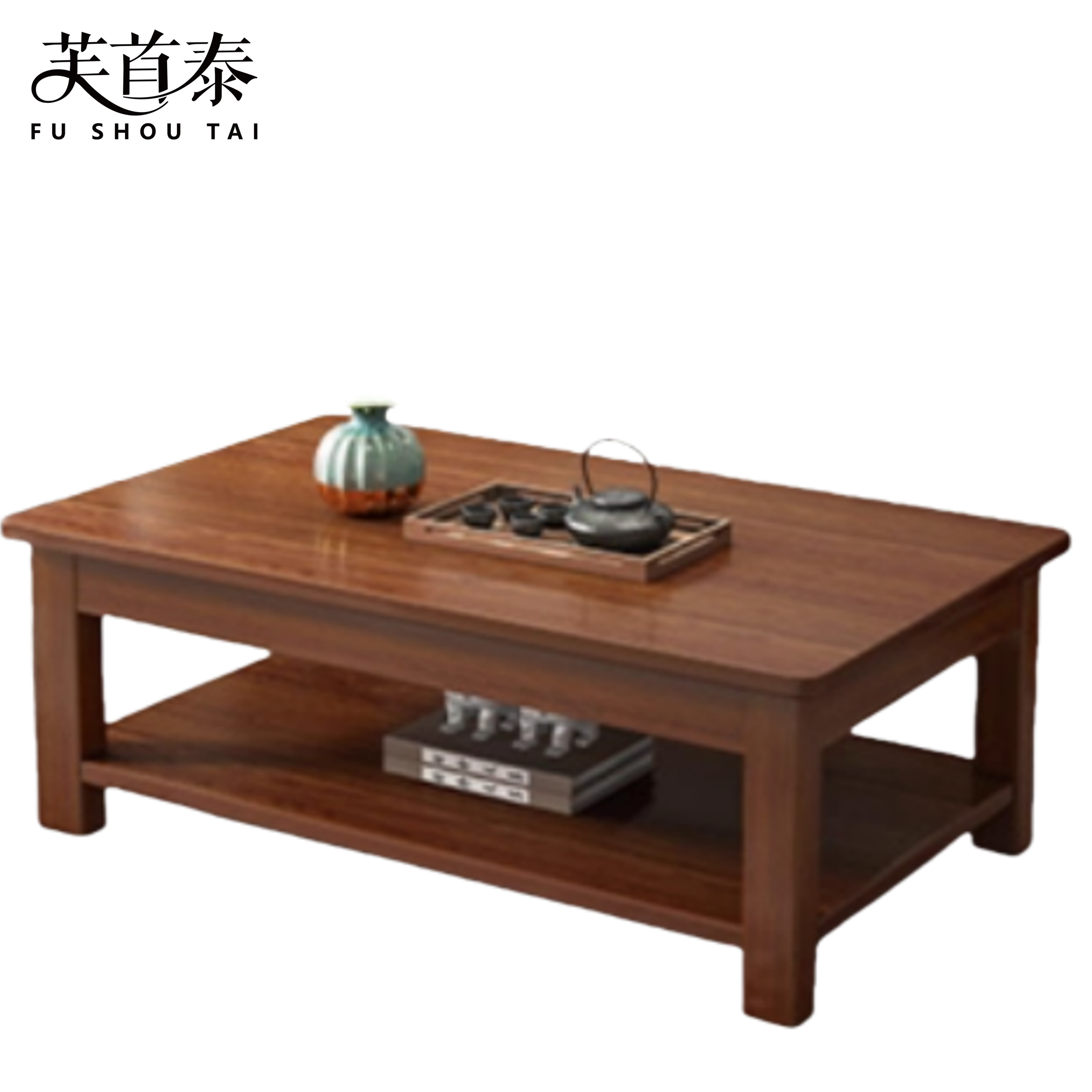 芙首泰木质茶几双层800*500*450mm张高清大图