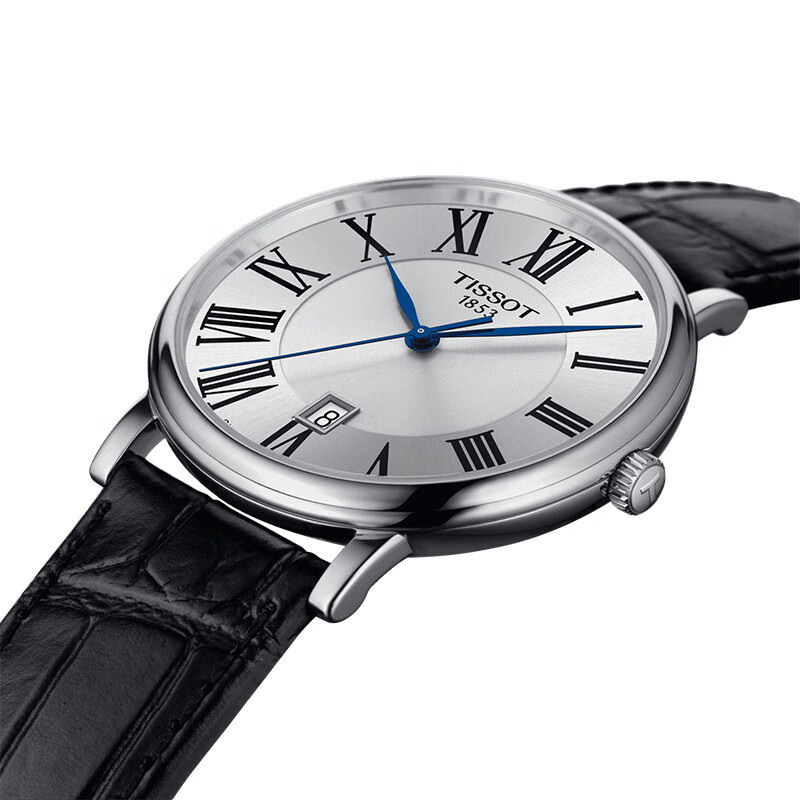 天梭(TISSOT)瑞士手表 卡森臻我系列腕表 皮带石英男表T122.410.16.033.00