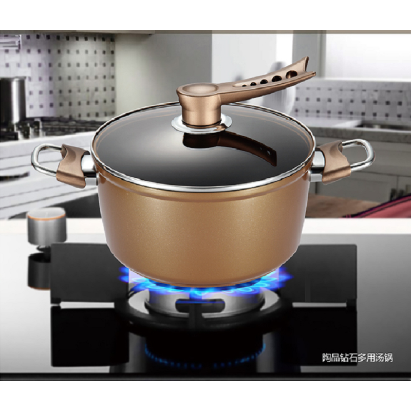 德世朗(DESLON) 锅具 DTJ-TZ507A-陶晶钻石套锅A 炒锅30cm 汤锅24cm