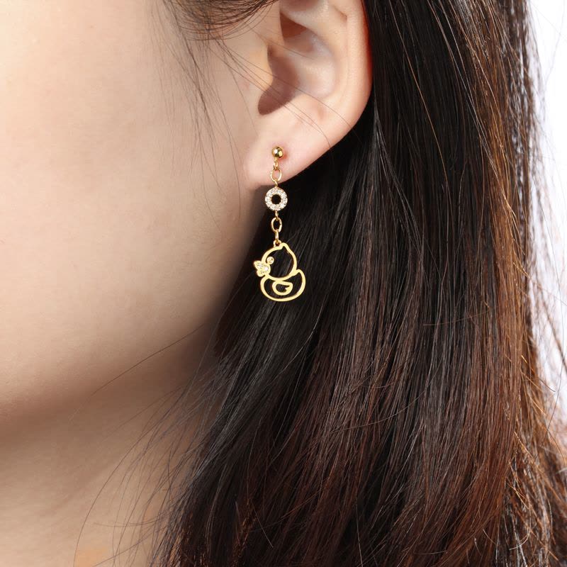 Bduck小黄鸭镂空耳环官方正版授权简约气质可爱耳钉图片