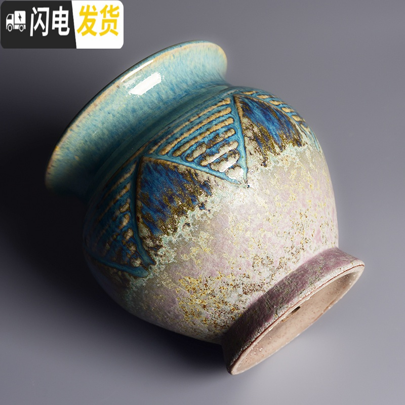 三维工匠吊兰花盆陶瓷复古兰花蝴蝶兰专用多肉植物小老桩家用盆栽创意陶盆 [NH202B] 中等花盆容器
