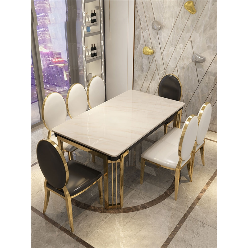 定制轻奢大理石餐桌椅组合古达长方形洽谈现代简易家用小户型北欧吃饭