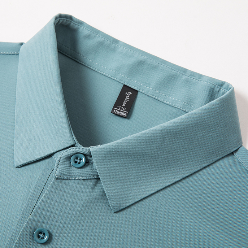 专柜品牌正品短袖T恤男士时尚桑蚕丝无痕夏季休闲薄款冰丝翻领polo衫可批发定制工作服开发票加肥加大码男装潮流体恤衫男高清大图