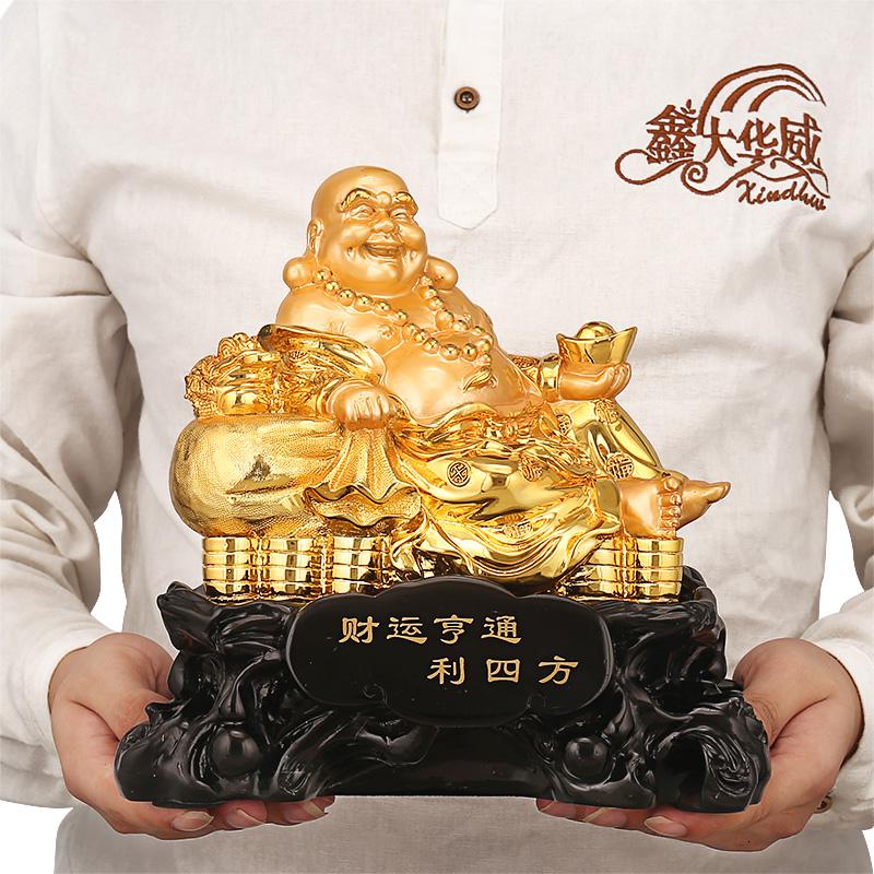 美帮汇镀金弥勒佛摆件大肚笑佛像工艺品家居客厅位供奉高清大图