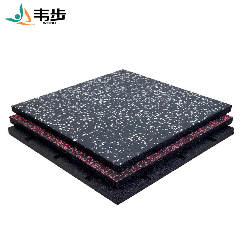韦步橡胶地垫防滑耐磨减震地垫健身房运动地垫家用室内地胶 复合面层1000*1000*20