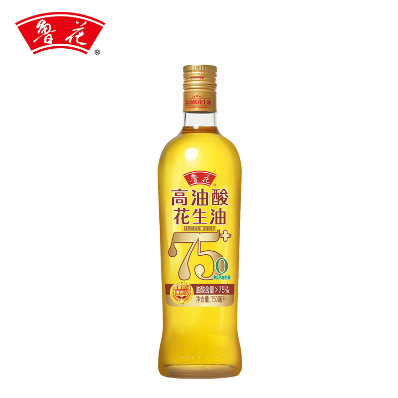 鲁花高油酸花生油 家庭日常生活用炒菜用油 耐煎炸油烟少 煎炸炒菜 750ml*1