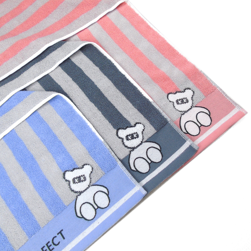 莺歌纯棉提花彩道毛巾(75*35)120g颜色随机/2条盒装高清大图