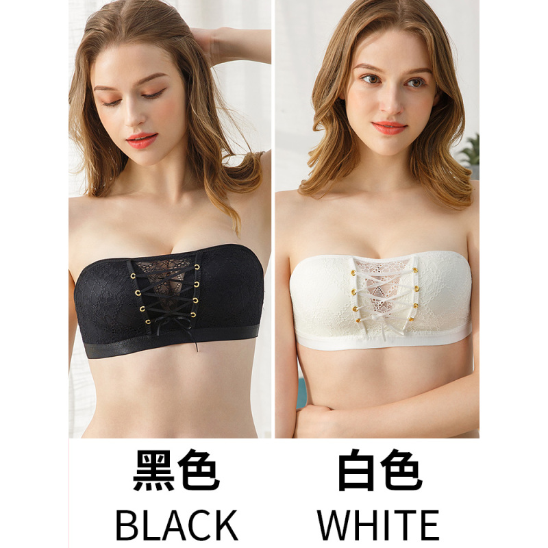 无肩带内衣裹胸式女抹胸罩婚纱用美背聚拢小胸加厚防滑隐形文胸贴